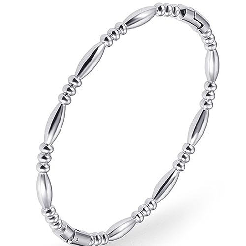 Jude Jewelers Stainless Steel Classic Plain Water Drop Beads Style Open Clasp Bangle Bracelet