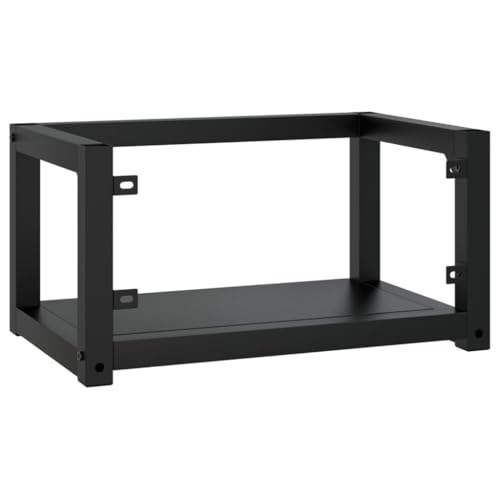 Mueble de baño de pared negro de 59 cm con espacio de almacenamiento compacto 6