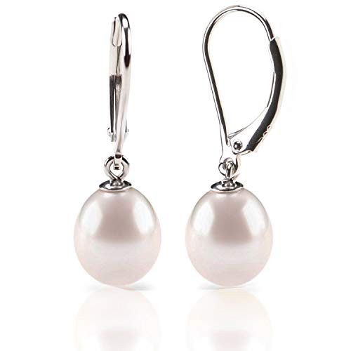 StewardObadiah Handpicked AAA+ Quality Freshwater Cultured Pearl Earrings Leverback Dangle Stud Pearl Earrings