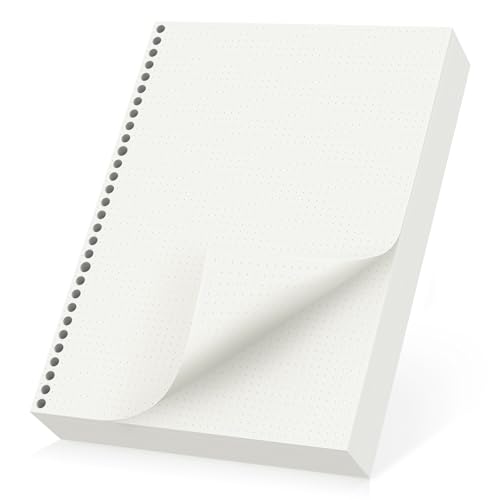 Yarotm Nachfüllpapier A4 Dotted - 30 Locher Refill Papier Gepunktet 5mm - 180 Seiten/ 90 Blatt 100GSM Loseblatt Papier A4 29x21cm - Refillable Nachfülleinlagen für Ringbuch Notizbuch