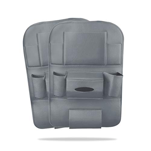 Ergocar 2 Paquetes de Pu Organizadores de Coches de Cuero, Cubierta Protectora para el Asiento Trasero, Estera de Protección para el Auto Asiento Trasero para el Automóvil - Gris