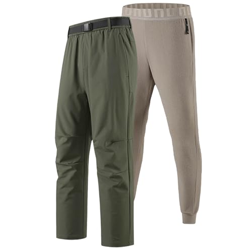 Generisch Pantalones cargo para hombre, pantalones de softshell de invierno, pantalones de senderismo con forro polar extraíble, pantalones de esquí con forro polar cálido, pantalones térmicos