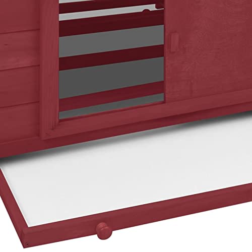Gecheer Hühnerstall Hühnerhaus Geflügelstall Kleintier Käfig mit 2 Nistkästen Massivholz Tanne Rot und Weiß 152x96x110… – Bild 7