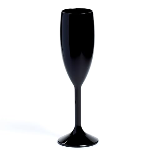 Persy Party Plastic Champagne Flutes 20 Pack - Unbreakable Wine Glasses with Long Stem - UK Based Coloured Champagne Flutes Prosecco Glasses - Gifts for Christmas, Wedding & Birthday - Black