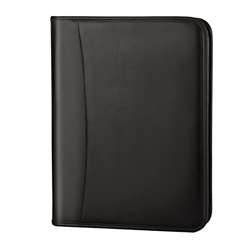 Leathario Portfolio Folder, A4 Conference Folder with Notepad, Vegan Leather Zipper Padfolio with Pockets for Tablets Notepads Files, Travel Business Portfolio, Planner Document Organizer