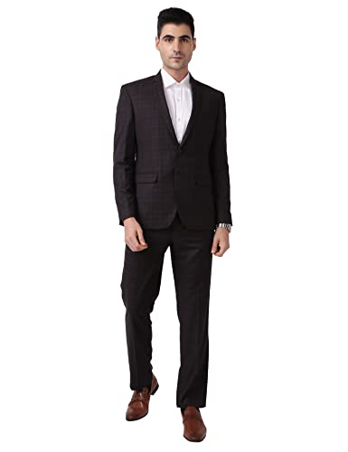 Image of Park Avenue Rayon Blend Men's Full Sleeve Super Slim FIT Dark Brown Formal Suit (PIDP00198-O8 34)