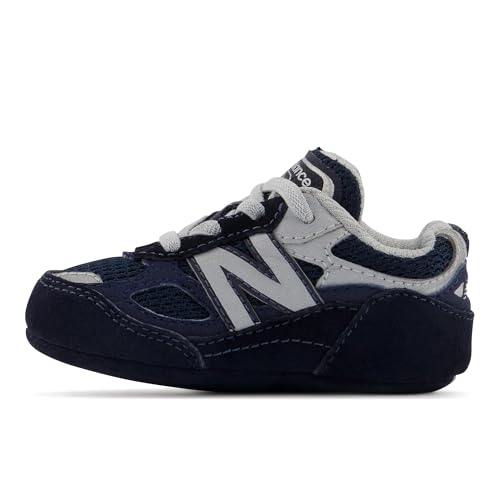 New Balance Baby Boys 990 V6 Lace-up Sneaker, Navy/Silver, 2 Infant4
