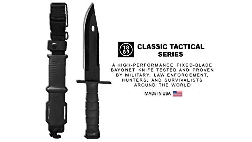 Ontario Knife Co Okc3S Marine Bayonet, Black Blade, Tan Hard Sheath &, M9 Bayonet And Scabbard, Black, Overall Length: 12.25" #TOP5