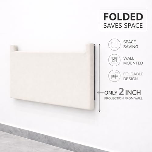 Image of NEO Premium Wall Mounted Foldable Ironing Board | 48 x 20.5 Inch Large Space Saving Ironing Table | Heavy Duty Wall Mount with Washable Off-White Cover