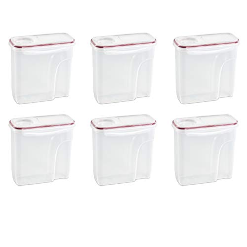 Sterilite 6606 Ultra Seal 24-Cup Dry Food Container, Clear Lid and Base with Red Rocket Accents, 6-Pack