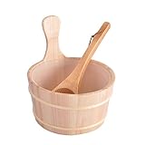 Hemoton Seau de sauna en bois avec louche fait à la main...