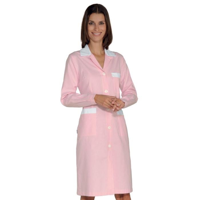 I.sacco Camice Manica Lunga da Donna POSITANO in 100% Cotone Piquet (Riga Rosa)