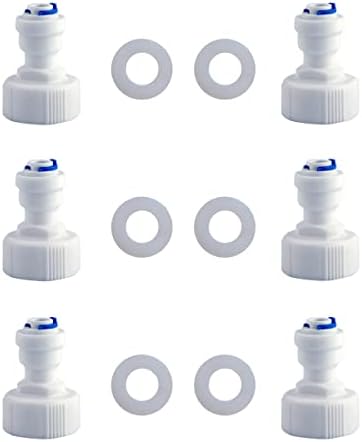 ESHIONG Hose Bib Quick Connect Adapter for RO (Reverse Osmosis) water filter,NSF Certified 3/4" Female Thread to 1/4" OD Push to Connect Plastic ro Fittings .（Pack 6）