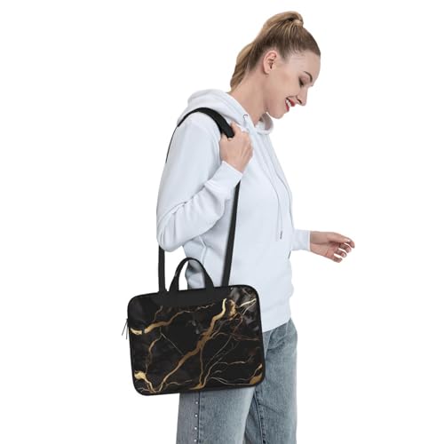 Maletín para portátil unisex negro mármol miniatura 7