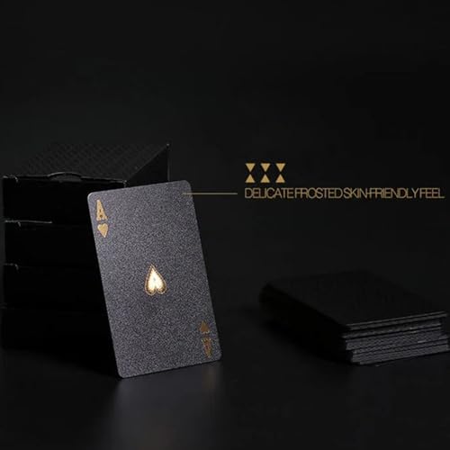 Baraja de cartas de póker impermeable y resistente negro miniatura 6