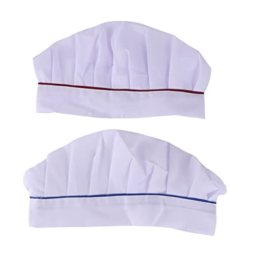 BESPORTBLE 2pcs Chef Hat Classic Mushroom Design Durable Comfortable and Safe for Cooking for Restaurants and Outdoor Grilling Easy to Distinguish Colors White
