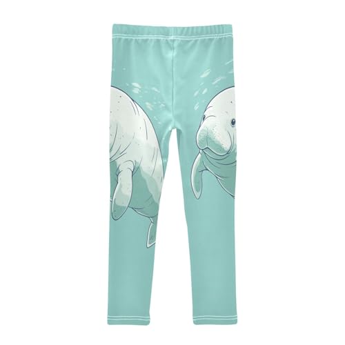 Lovely Manatee Wildlife Girls Casual Leggings for Kids Printed Long Pant Bottoms Stretch and Soft2
