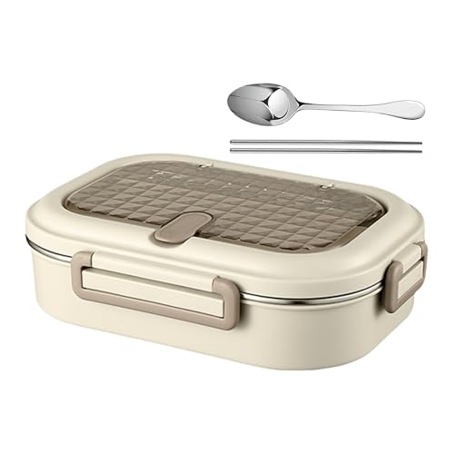 Genérico Recipiente Aislante Para Comida, Tarteras Infantiles, Microondable Antifugas Acero Inoxidable con Cubiertos y Recipiente Compartimentado para Picnic Oficina Comida