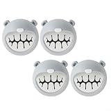 Paquete de 4 ganchos de resina de oso diseñados para toallas, toallas de cara en paredes lisas, refrigeradores, gabinetes para baño, cocina (gris)