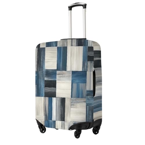 Blue And Grey Abstract Modern Stretchable Luggage Covers for Suitcase TSA Approved, Dust Proof and Scratch Resistant Travel Luggage Protector for Carry On (29-32 in)2