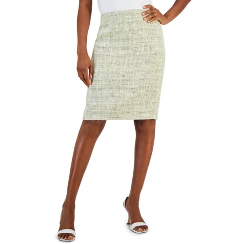 Anne Klein Womens Tweed Zipper Pencil Skirt