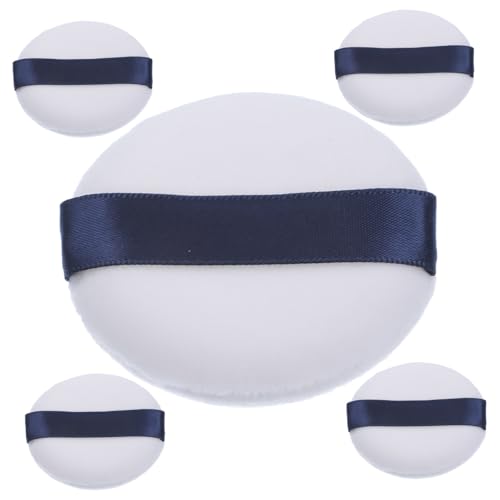 WRITWAA Supple Makeup Puff 5pcs Round Blush Applicator Beauty Tool Soft Velvet for Liquid Foundation Dry Powder Random