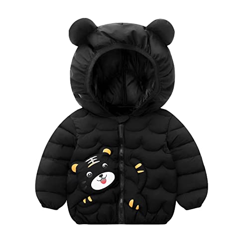 Toddler Boys Girls Puffer Jacket Hooded Light Winter Warm Coats Bear Ears Zipper Up Down Coats Outwear Windproof