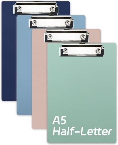 Small Clipboards 6" X 9" Mini Clipboards 4-Pack Portable A5 Size Half Letter Menu Pads Receipt Clips for School Office Restaurant Cafe Hotel