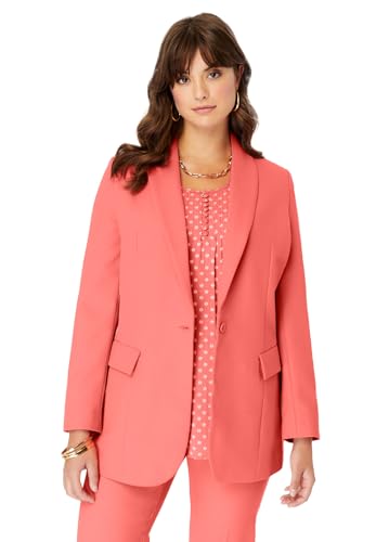 Roaman's Women's Plus Size Bendover Blazer - 28 W, Sunset
