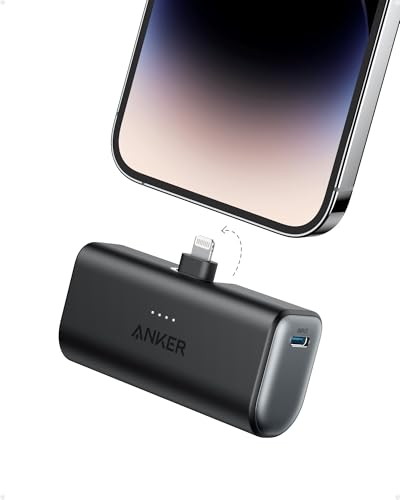 Anker Nano Power Bank with Built-in Lightning Connector, Portable Charger 5,000mAh MFi Certified 12W, Compatible with iPhone 14/13/12 Series (Black)
