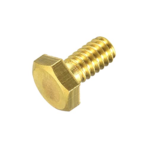 Image of uxcell Brass Hex Bolts, 1 /4-20x1 /2 1pcs Fully Thread Grade 4.8 Solid Brass Hexagon Head Bolt Machine Screws for Machinery