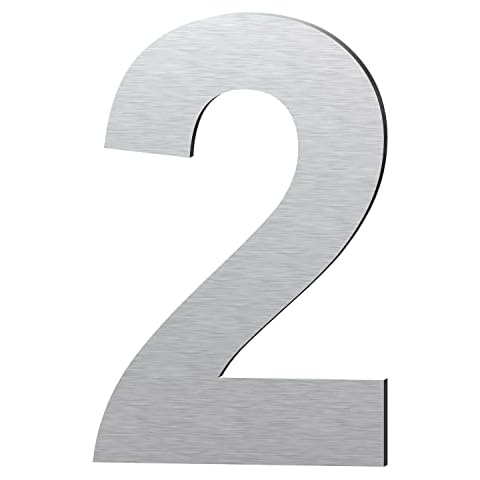Ywonoby Mailbox Numbers - 3 Inch(75 mm) - Self Adhesive Metal House Numbers Stickers for Door Numbers, Address Numbers - Silver(2) Cover