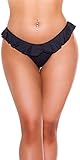 Koucla Beachwear Bikini Slip Bikinihose Badehose Brazilian Style mit Rüschchen (Schwarz, S)