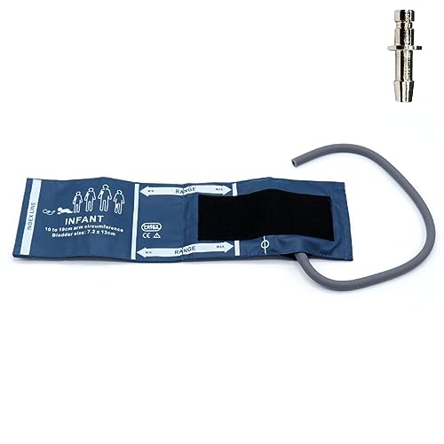 Universal NIBP Cuff with BP12 Connector for Infant 10-19 cm Reusable Single Tube PU Replacement BP Cuff with Inner Airbag for Blood Pressure Monitor Machine