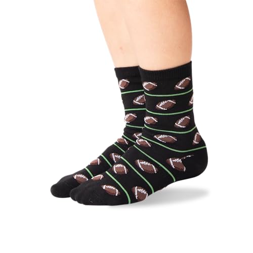 Hot Sox HK000014-WEB-C-001-S/MEDIUMYOUTH Kids' Big Fun Conversation Starter Crew Socks-1 Pair Pack-Cool & Cute Boys And Girls Gifts, Football thumb #1