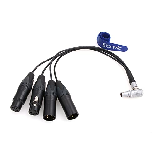 Eonvic 10 Pin to 2x3 pin XLR Atomos Breakout Audio Input Output Cable for Shogun Monitor Recorder (Right Angle 10pin)
