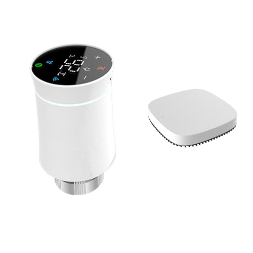 Qiumi Valvola Termostatica Zigbee per Radiatore, Termostato Programmabile Intelligente Tuya ZigBee3.0, Riscaldatore di Temperatura, Controllo Vocale Alexa, Google Home