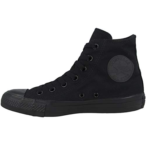 Converse Unisex Chuck Taylor All Star Canvas HI, Black Monochrome, 6.5