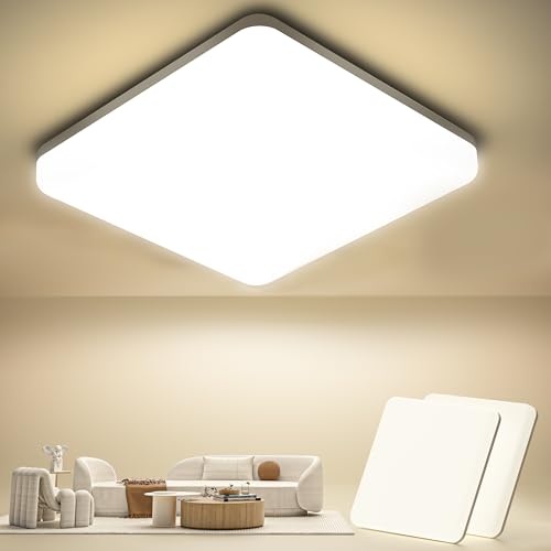 Plafoniera LED Soffitto Quadrata 20W [2 Pezzi], Lampada da Soffitto Moderno 4000K 2000LM Plafoniera Bagno IP44 Impermeabile Lampadario LED Luce Soffitto per Camera da Letto, Cucina, Soggiorno, Balcone
