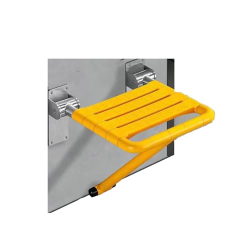 Asiento de ducha plegable montado en la pared, taburete de seguridad para bañera, carga de 660 libras, taburete montado en la pared para inodoro (BiaoZ amarillo, talla única)