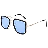 SCVGVER Kids Tony Stark Sunglasses Classic Square Metal Frame Eyeglasses for Girls Boys Age 8-13 (Go