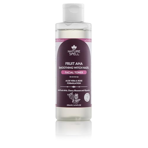 Nature Spell Witch Hazel Lotion tonique pour le visage avec acides alpha-hydroxylés aux fruits, fleur de cerisier, aloe vera et eau de rose 200 ml