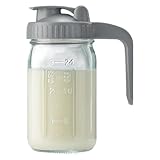 Hintyne Jarra de Vidrio con Tapa y Pico vertedor de 32 oz a Prueba de Fugas Recipiente para Crema té Jugo y café frío.