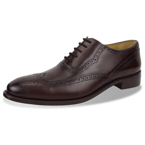 LIBERTYZENO Mens Wingtip Genuine Leather Oxford Dress Shoes 920 Brown 11 Cover