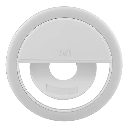 T’NB Influence Selfie Ring Light, Anneau Lumineux Rond, Compatible Tout Smartphone, Diffusion De Lumière, Différent Niveaux De Luminosité, Photo, Vidéo, Idéal pour Youtube, TikTok, Instagram– Blanc