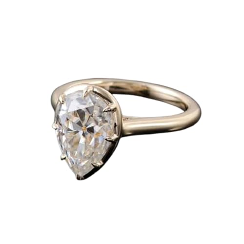 Bague moissanite et argent 925 plaqué or 14k éclatDEF-VVS