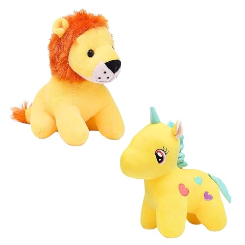 Image of TOYTALES Soft Toy Combo Pack Cute Fairy Unicorn & Baby Lion Plush Toys for Kids (Pack of 2)