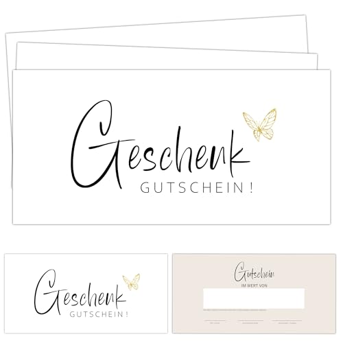 Eummel Gutscheinkarten zum Selbstausfüllen (25er Set, DIN Lang) | Blanko Gutschein zum Ausfüllen als Vorlage | Perfekt als Gutscheinkarte oder Geschenkgutschein | Gutscheine Kosmetik Wellness etc.