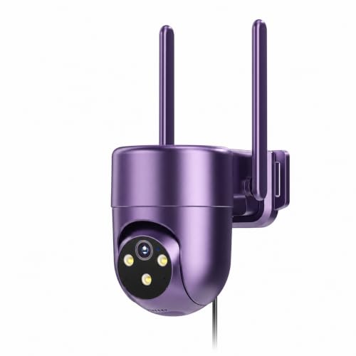 LIWAN 4G LTE Cellular Security Camera Outdoor Wired, Built-in SIM Card, Purple