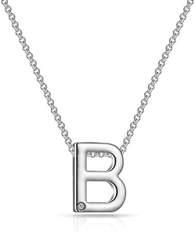 Silver Plated Initial Necklaces A to Z Created with Austrian Crystals